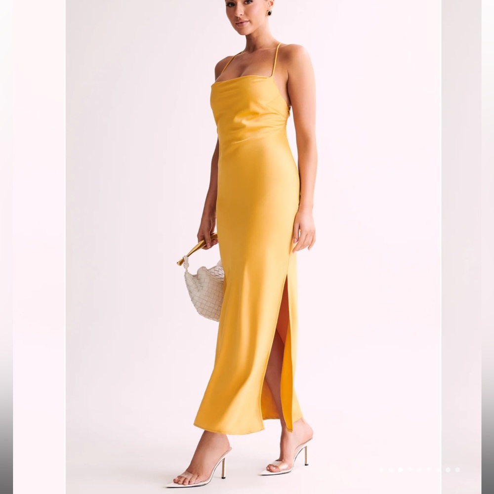 MESHKI Sydney Straight Neck Slip Maxi - yellow